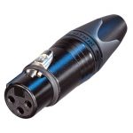 Neutrik NC3FXXB 3pólusú XLR aljzat egyenes lengő aranyozott érintkező fekete ház