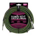 Ernie Ball 6066 szövet gitárkábel fekete/zöld Jack-Jack 7.5m