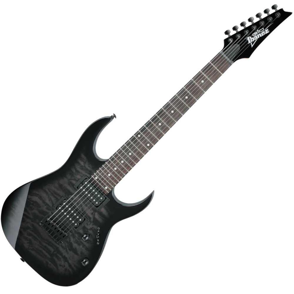 Ibanez GRG7221QA-TKS Transparent Black Burst 7húros elektromos gitár áttetsző fekete